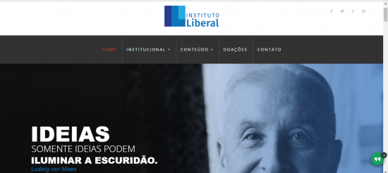 Novo site exibe citações de pensadores liberais no topo. (Foto: Reprodução / Instituto Liberal)