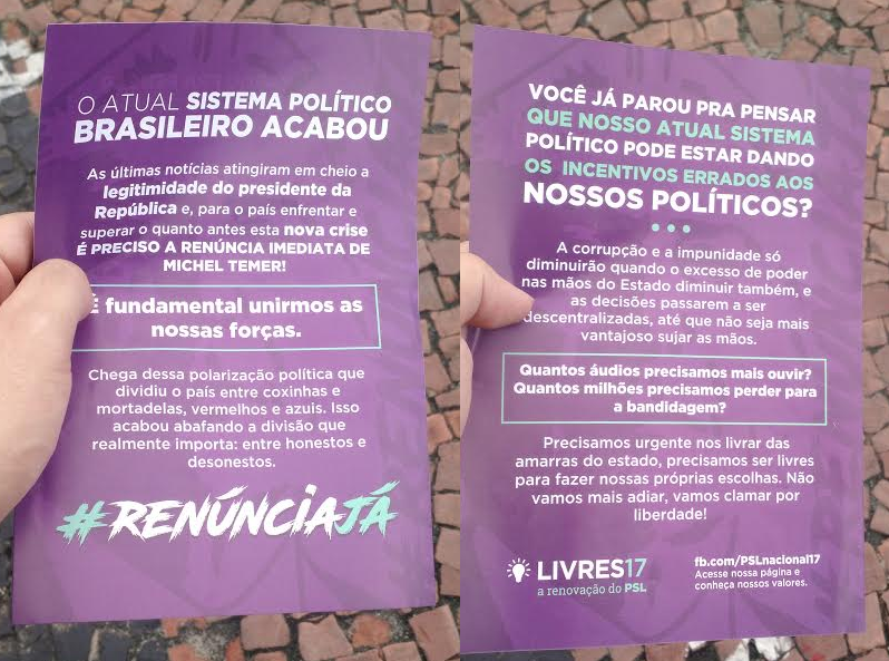 Panfleto distribuído no Rio de Janeiro