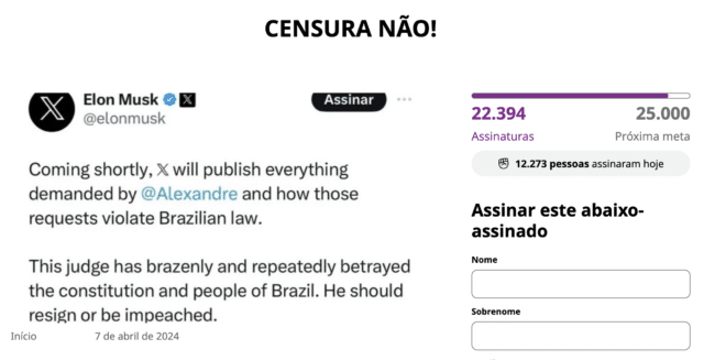 Lideranças brasileiras lançam manifesto contra censura